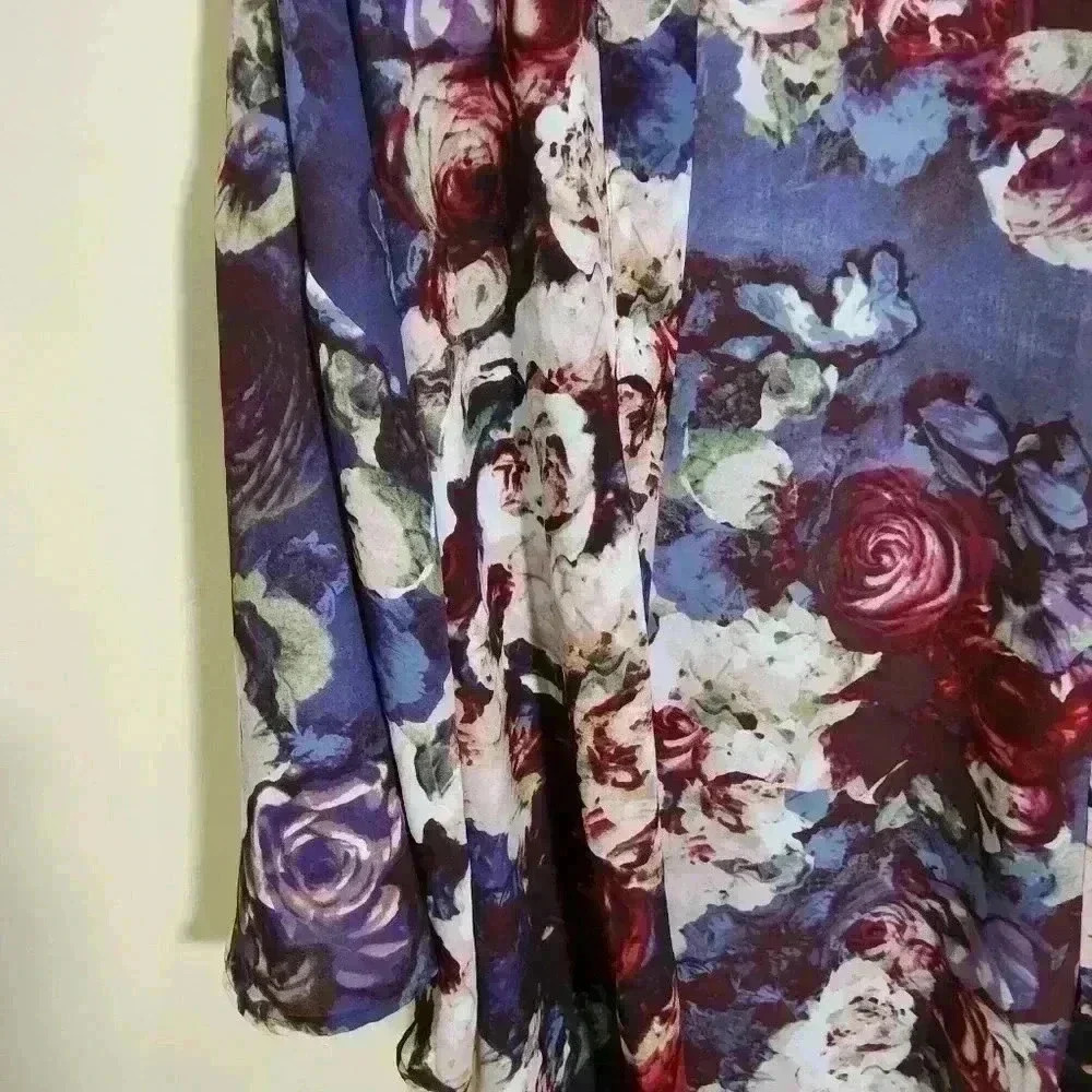 Laurie felt  floral open cardigan kimono purple and red/blue size small - Picture 5 of 7